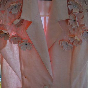 PRICE DROP $36 to $32....Vintage Pink Linen Jacket or Blouse by Joseph Ho